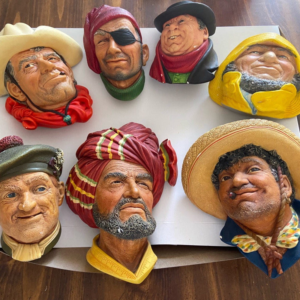 Vintage Bossons Plaque Heads England Chalkware 7